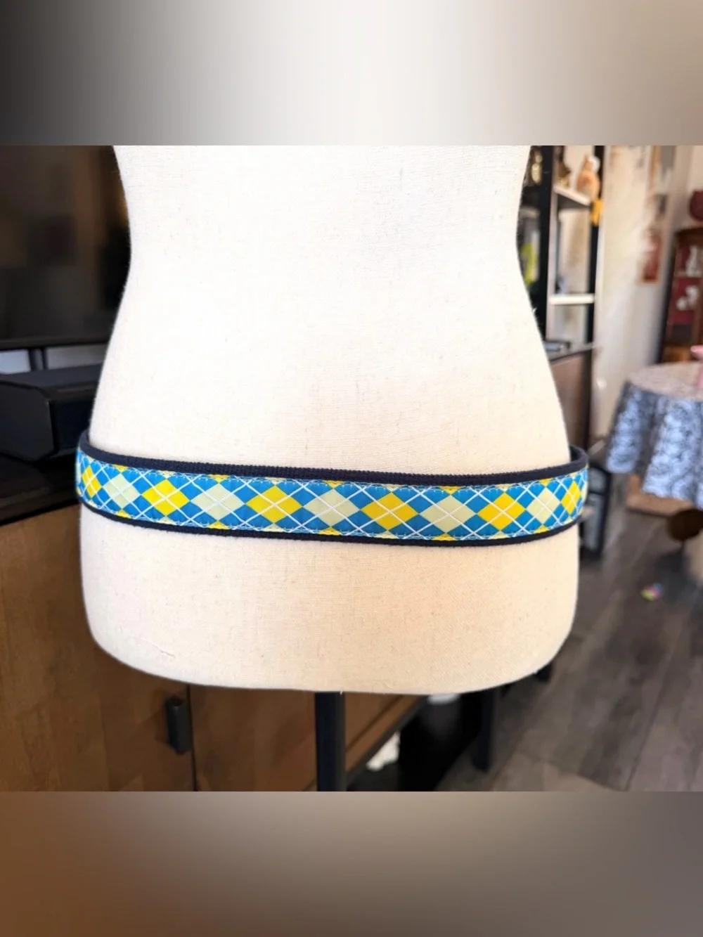 The Belted Cow Co. Leather-Trim Navy Fabric Belt